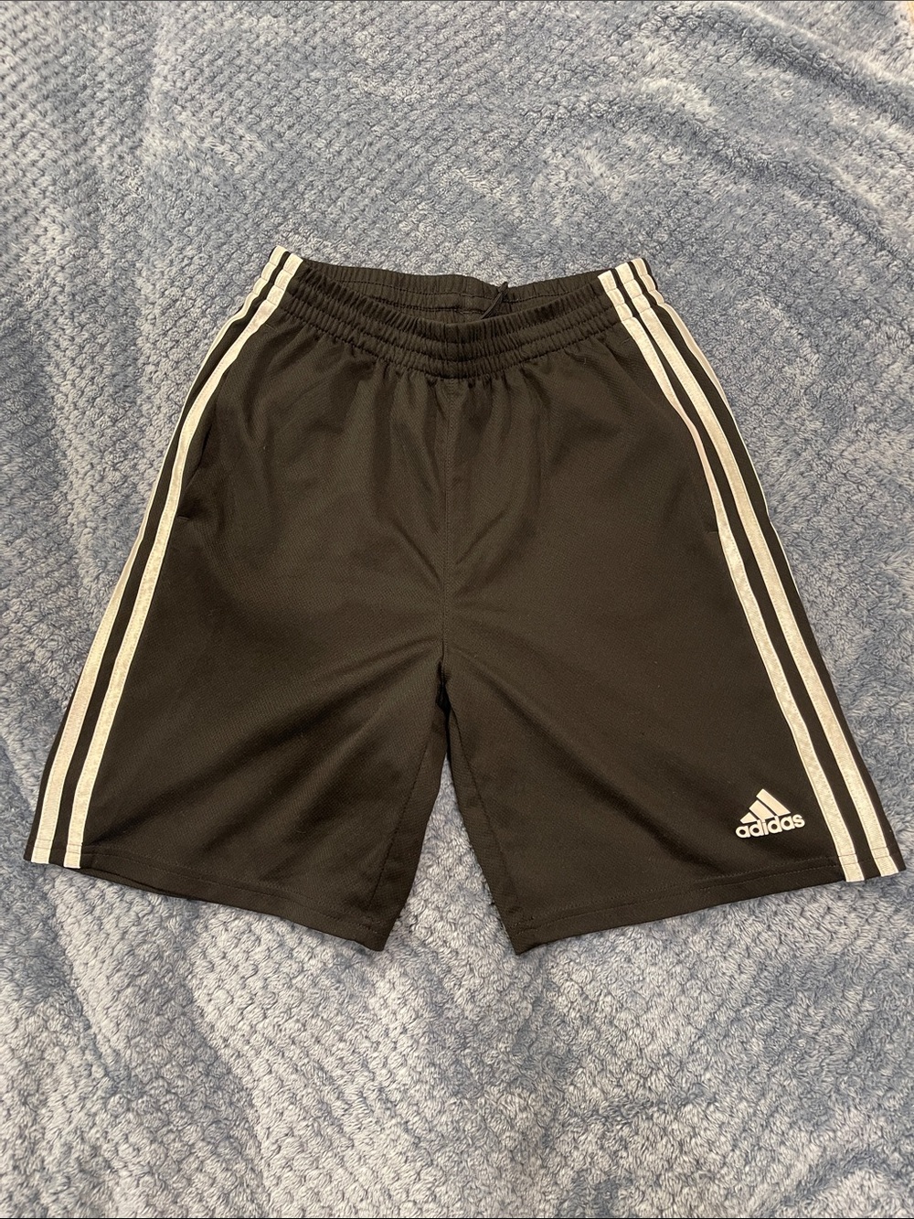 adidas Black Kids Sports Shorts with White Triple Stripes